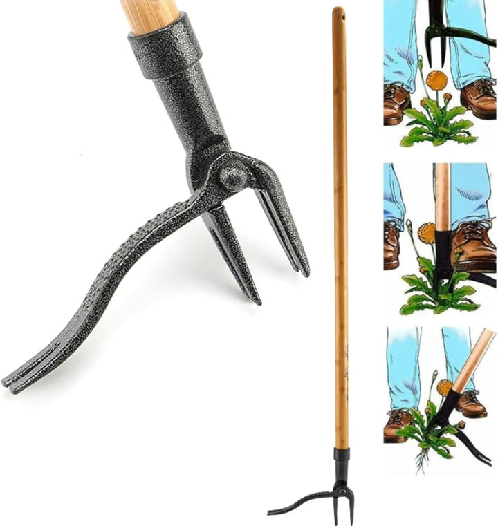 Lisslune | Weed puller with 4-claw head – Effective garden tool made of iron for root removal