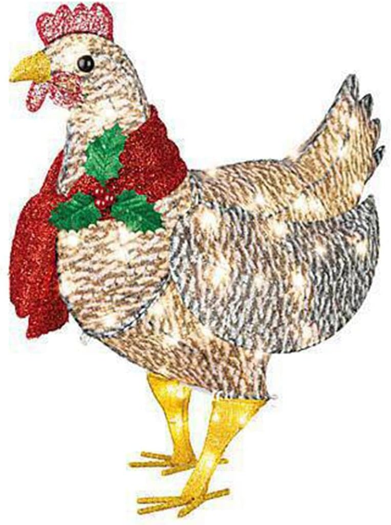Lisslune | WinterHen LED Chicken with Scarf – Illuminating Christmas Decoration for Indoor and Outdoor