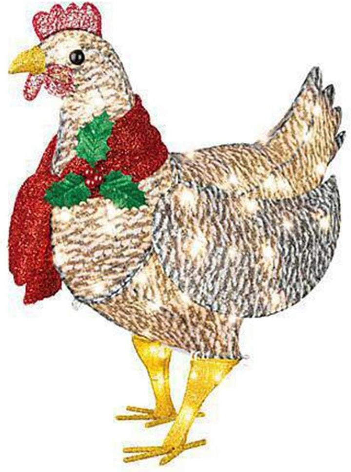 Lisslune | WinterHen LED Chicken with Scarf – Illuminating Christmas Decoration for Indoor and Outdoor