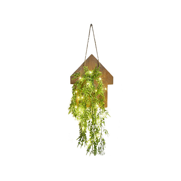 Skørter | Wooden House Shaped Wall Lamp Modern Flower/Plant Accent Cord Light for Café Tea Shop