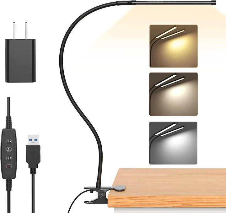 Lisslune | Serava 77 LED Desk Clamp Lamp with USB Power & Flexible Gooseneck