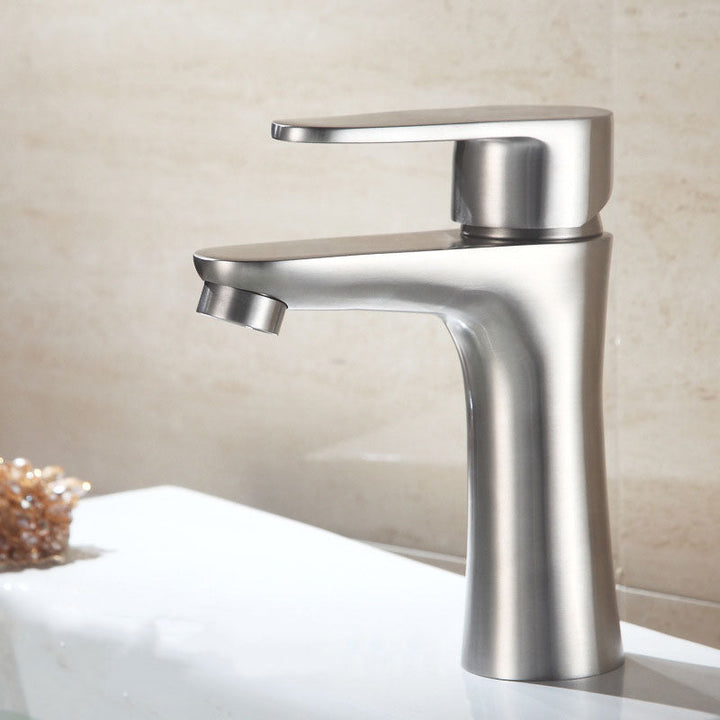Lisslune | Contemporary Stainless Steel Basin Tap Lever Handles Low Arc Basin Mixer