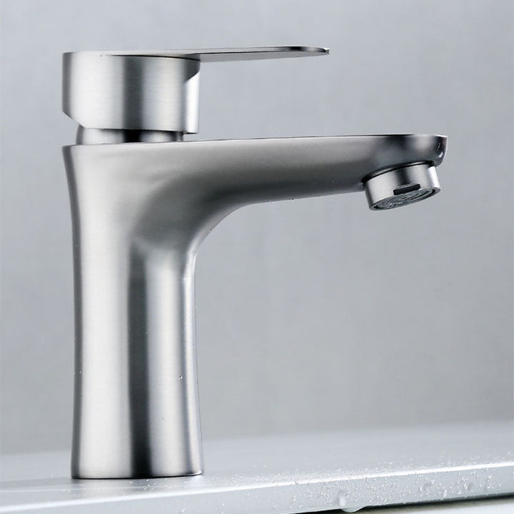Lisslune | Contemporary Stainless Steel Basin Tap Lever Handles Low Arc Basin Mixer