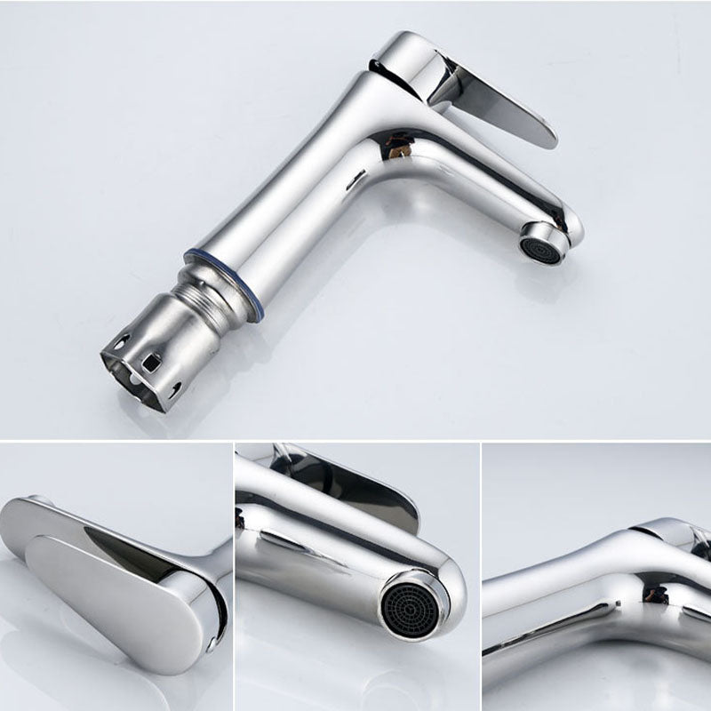 Lisslune | Contemporary Stainless Steel Basin Tap Lever Handles Low Arc Basin Mixer
