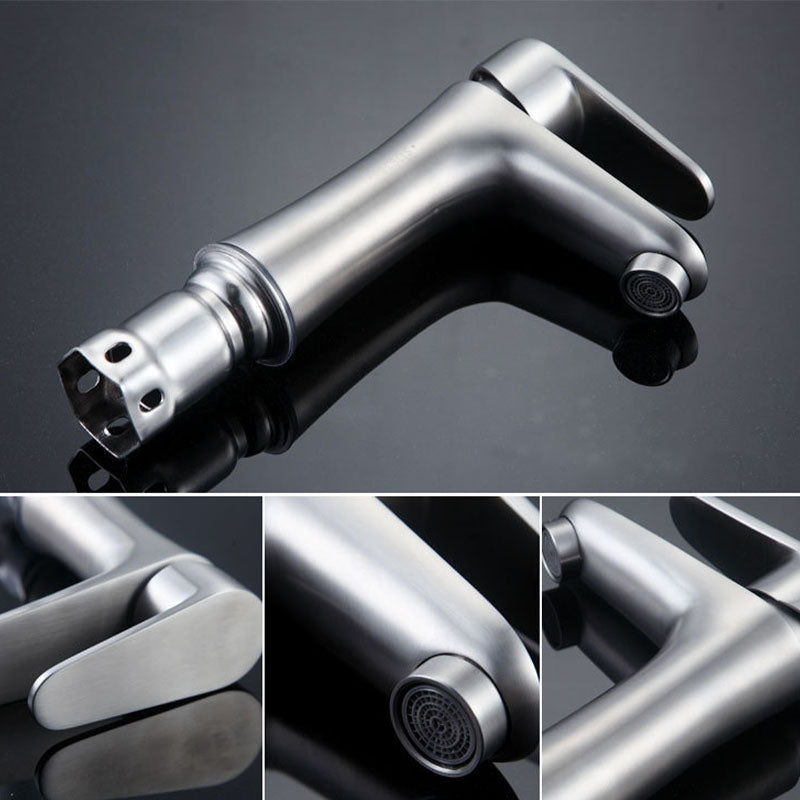 Lisslune | Contemporary Stainless Steel Basin Tap Lever Handles Low Arc Basin Mixer