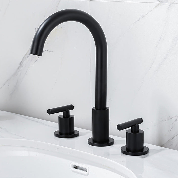 Lisslune | Modern 2-Handle Bathroom Sink Faucet 3-Hole Widespread Bathroom Faucet