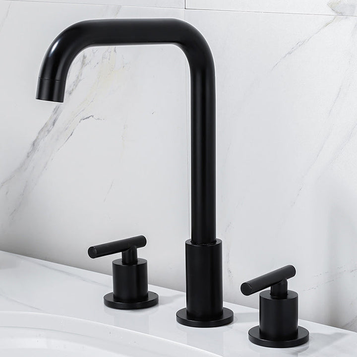 Lisslune | Modern 2-Handle Bathroom Sink Faucet 3-Hole Widespread Bathroom Faucet