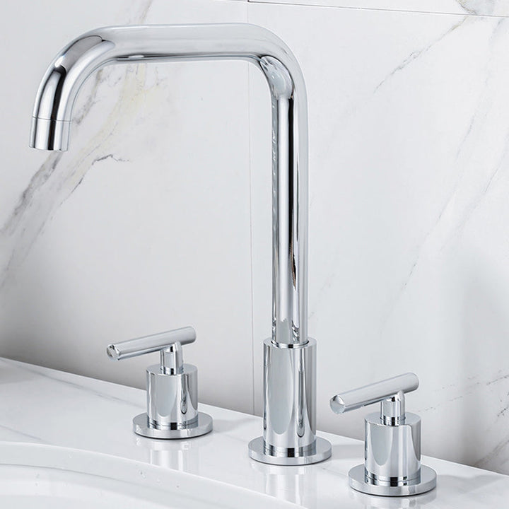 Lisslune | Modern 2-Handle Bathroom Sink Faucet 3-Hole Widespread Bathroom Faucet