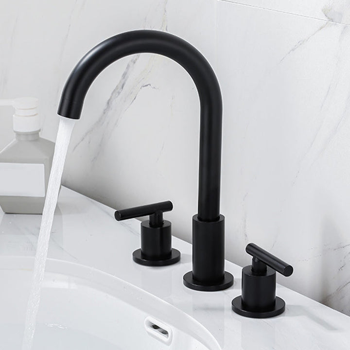 Lisslune | Modern 2-Handle Bathroom Sink Faucet 3-Hole Widespread Bathroom Faucet