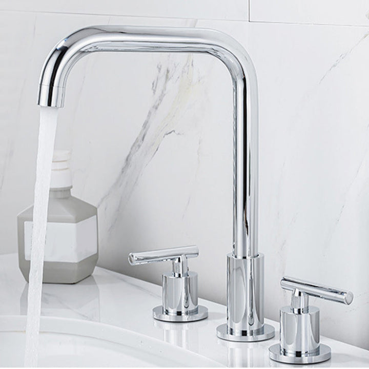 Lisslune | Modern 2-Handle Bathroom Sink Faucet 3-Hole Widespread Bathroom Faucet