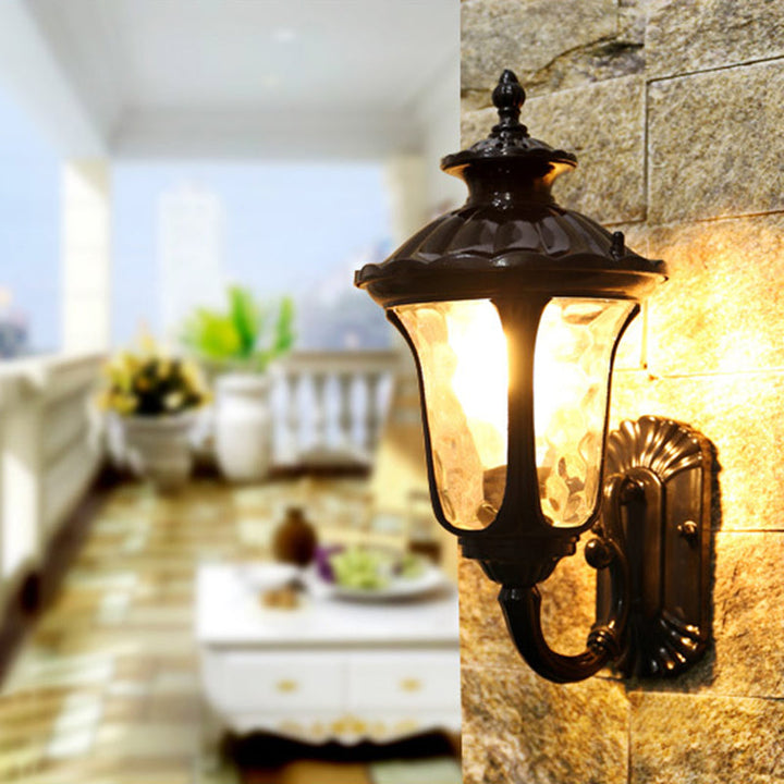 Skørter | Water Glass Lotus Wall Light Farmhouse 1 Bulb Outdoor Wall Mounted Lamp in Brass/Black