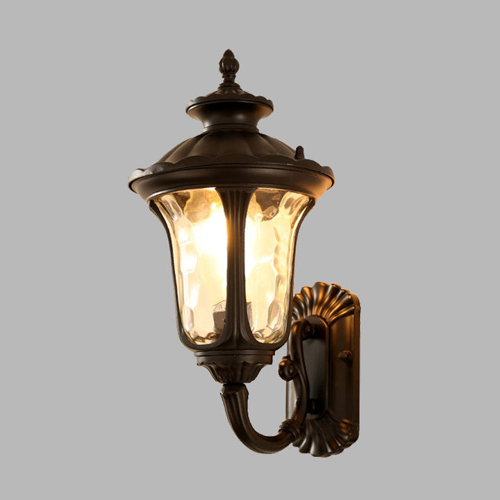 Skørter | Water Glass Lotus Wall Light Farmhouse 1 Bulb Outdoor Wall Mounted Lamp in Brass/Black