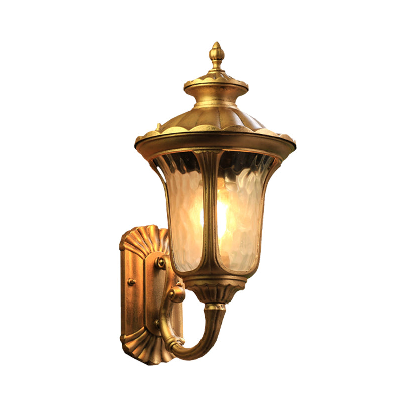 Skørter | Water Glass Lotus Wall Light Farmhouse 1 Bulb Outdoor Wall Mounted Lamp in Brass/Black