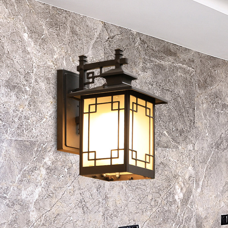 Skørter | Aluminium Black Finish Wall Lighting Window Decoration 1-Head Country Style Wall Lamp with Open Bottom Design