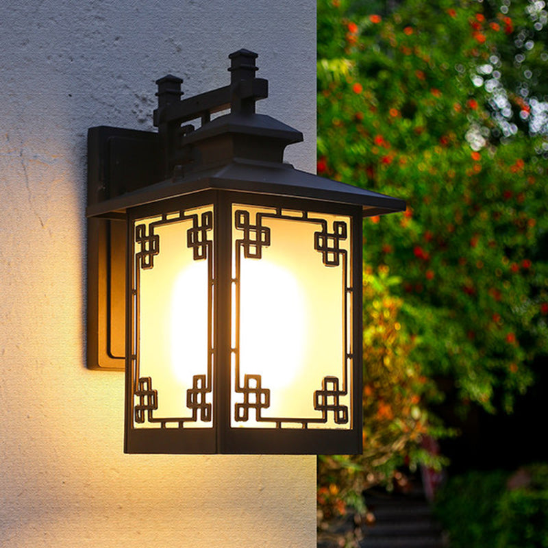 Skørter | Aluminium Black Finish Wall Lighting Window Decoration 1-Head Country Style Wall Lamp with Open Bottom Design