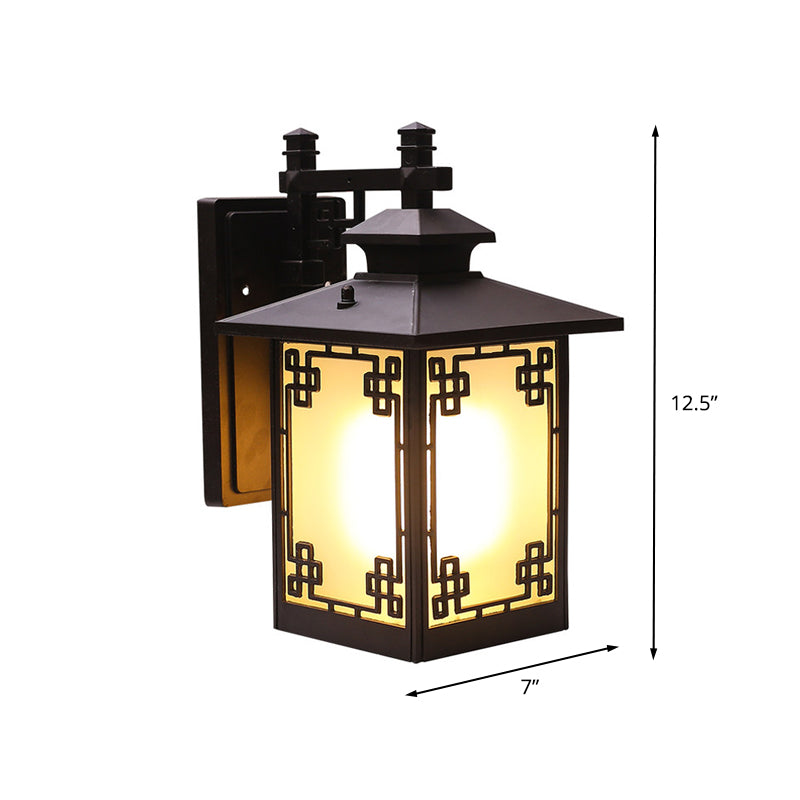 Skørter | Aluminium Black Finish Wall Lighting Window Decoration 1-Head Country Style Wall Lamp with Open Bottom Design