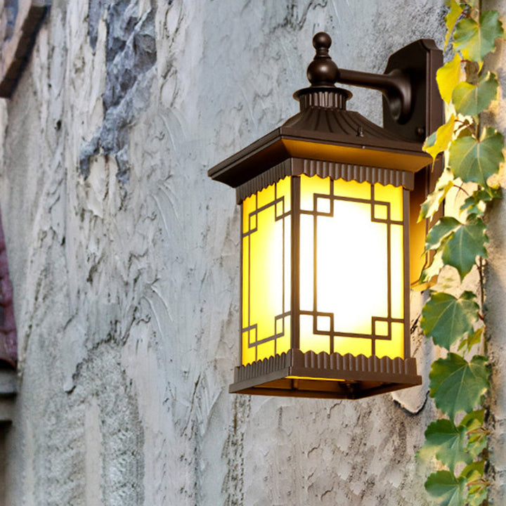Skørter | 1-Bulb Square Pavilion Wall Light Sconce Farmhouse Black Metallic Wall Mount Lamp Fixture