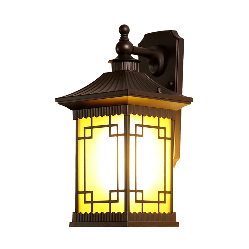 Skørter | 1-Bulb Square Pavilion Wall Light Sconce Farmhouse Black Metallic Wall Mount Lamp Fixture
