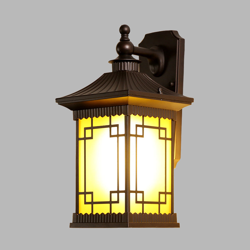 Skørter | 1-Bulb Square Pavilion Wall Light Sconce Farmhouse Black Metallic Wall Mount Lamp Fixture