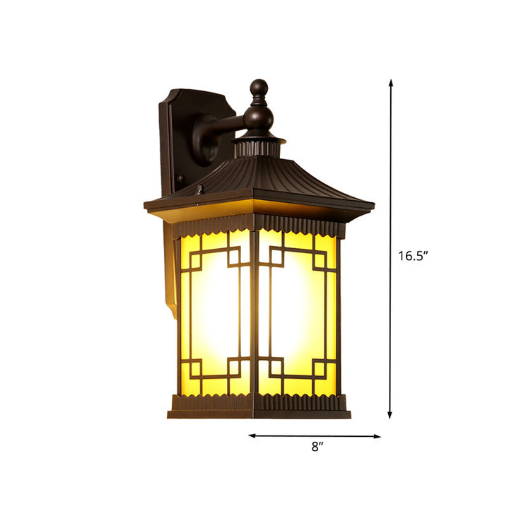 Skørter | 1-Bulb Square Pavilion Wall Light Sconce Farmhouse Black Metallic Wall Mount Lamp Fixture