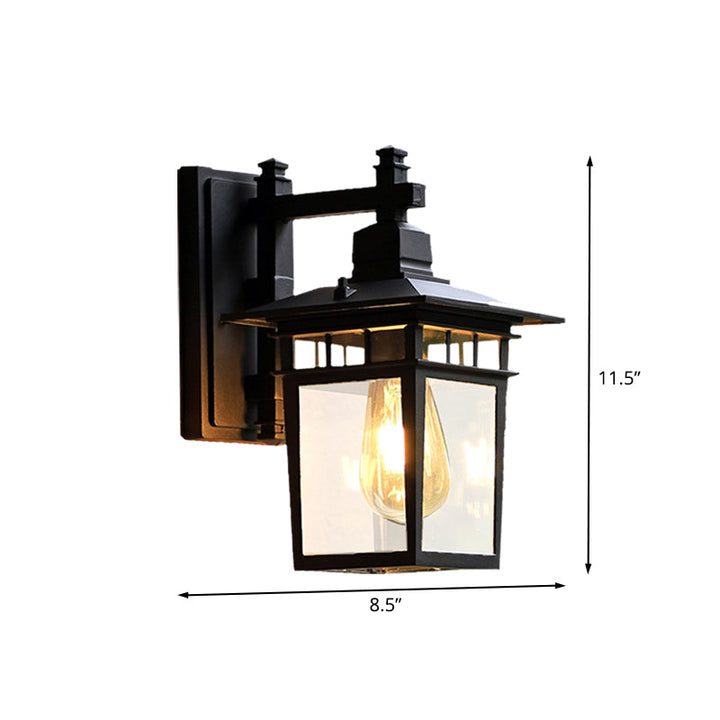 Skørter | 8.5"/11" W 1-Pear Wall Lights Fixture Lodges Pavilion Clear Glass Wall Mounted Lighting in Black