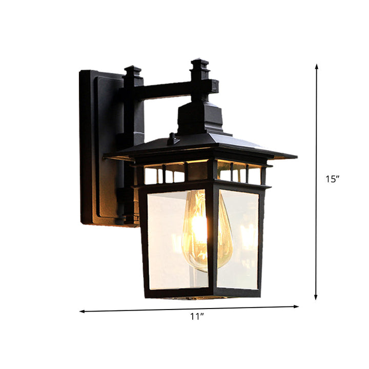 Skørter | 8.5"/11" W 1-Pear Wall Lights Fixture Lodges Pavilion Clear Glass Wall Mounted Lighting in Black