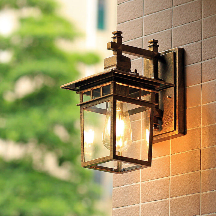 Skørter | Coffee Finish 1 Main Wall Lamp Lighting Country Pavilion Metal Wall Lamp Fixture with Clear Glass Shade, 8.5"/11" Width