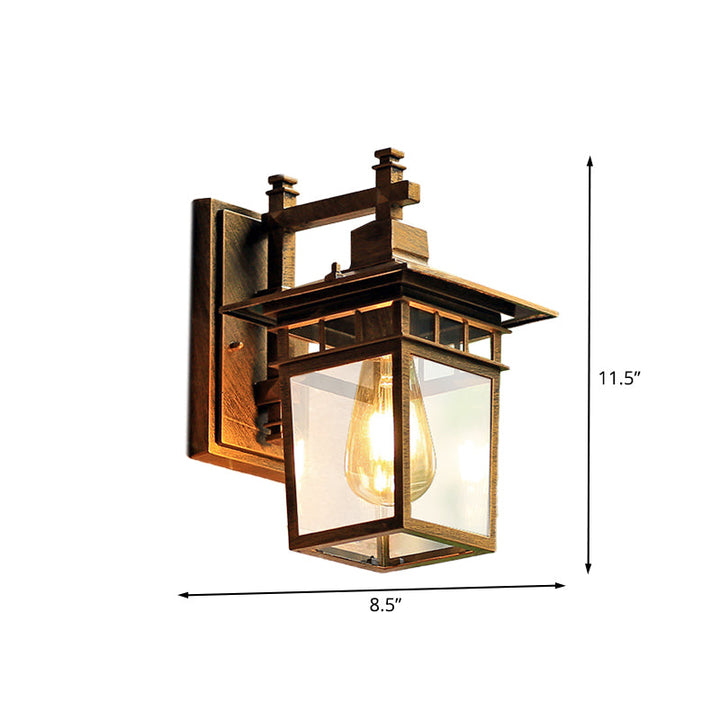 Skørter | Coffee Finish 1 Main Wall Lamp Lighting Country Pavilion Metal Wall Lamp Fixture with Clear Glass Shade, 8.5"/11" Width