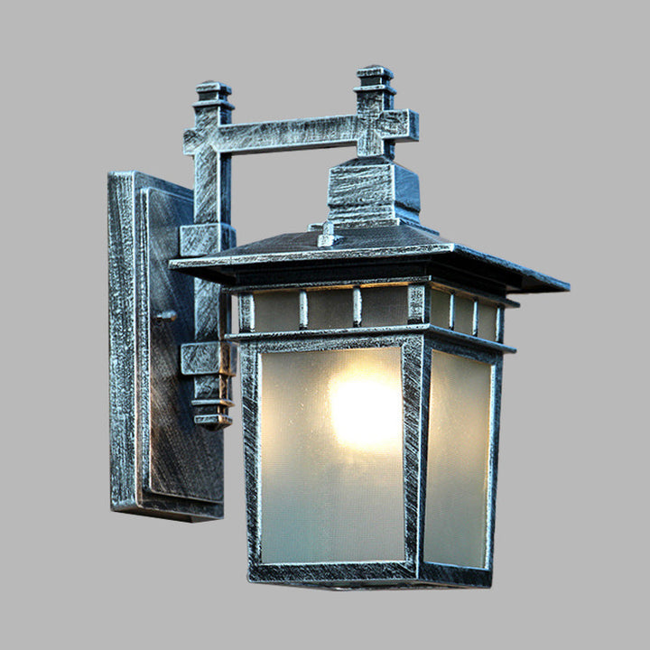 Skørter | Aluminum Aged Silver Wall Lamp Pavilion 1-Light Rustic Wall Mount Lamp with Translucent Glass Shade