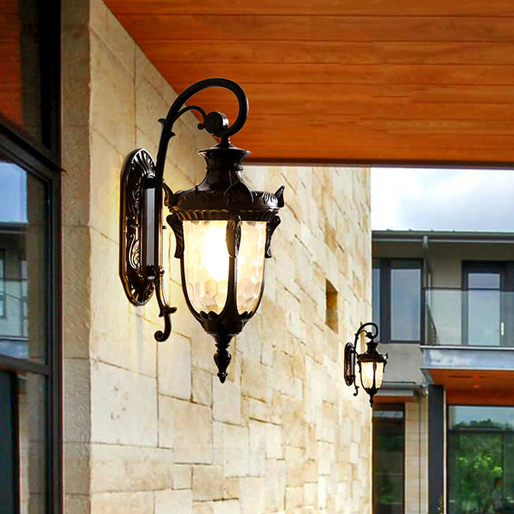 Skørter | 1-Head Water Glass Wall Lamp Wall Mount Country Gold/Black Pine Needle Outdoor Wall Lamp Lighting