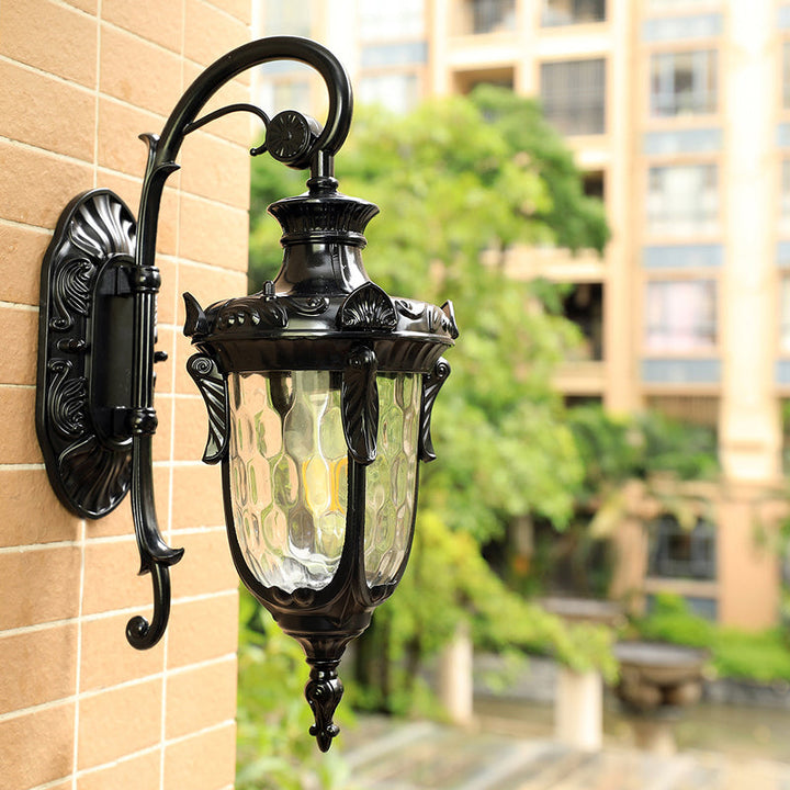 Skørter | 1-Head Water Glass Wall Lamp Wall Mount Country Gold/Black Pine Needle Outdoor Wall Lamp Lighting