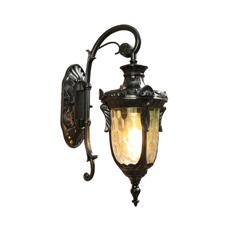 Skørter | 1-Head Water Glass Wall Lamp Wall Mount Country Gold/Black Pine Needle Outdoor Wall Lamp Lighting