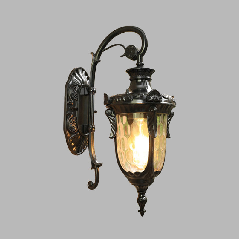 Skørter | 1-Head Water Glass Wall Lamp Wall Mount Country Gold/Black Pine Needle Outdoor Wall Lamp Lighting