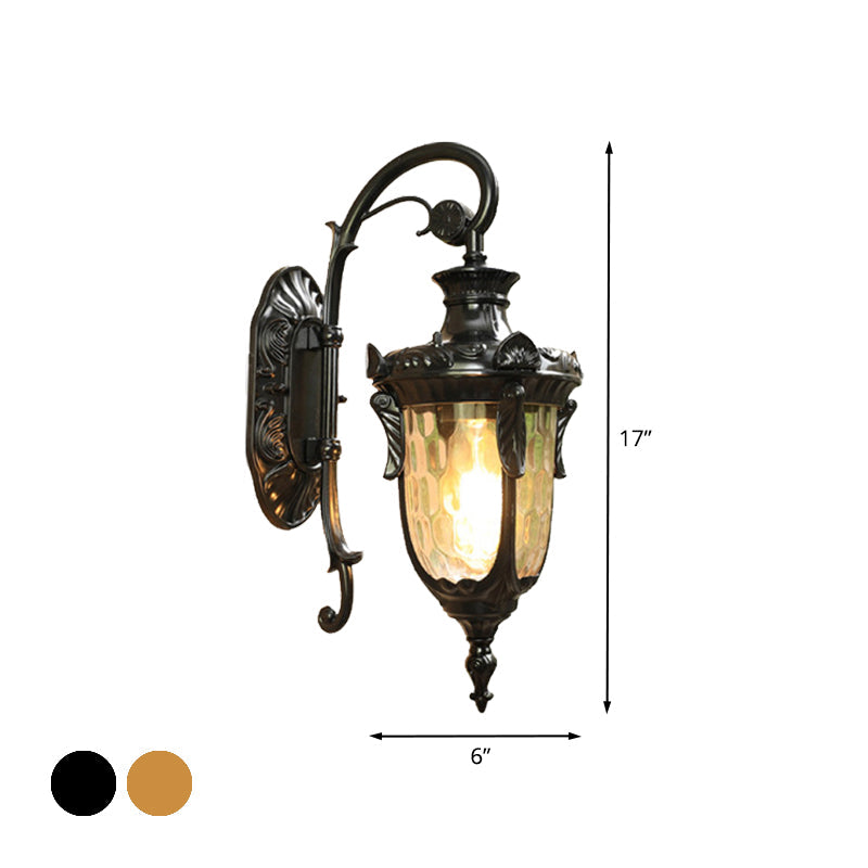 Skørter | 1-Head Water Glass Wall Lamp Wall Mount Country Gold/Black Pine Needle Outdoor Wall Lamp Lighting