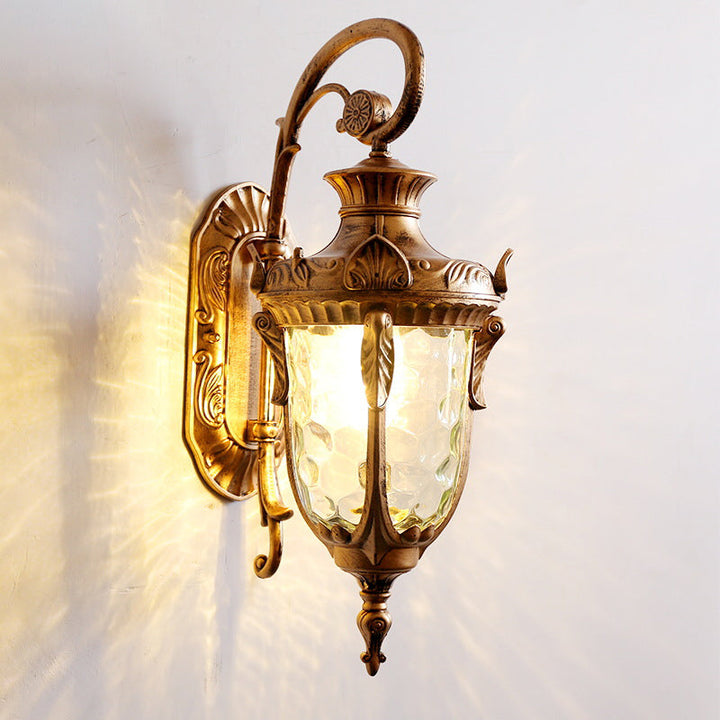 Skørter | 1-Head Water Glass Wall Lamp Wall Mount Country Gold/Black Pine Needle Outdoor Wall Lamp Lighting