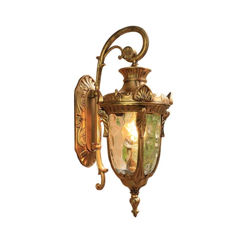 Skørter | 1-Head Water Glass Wall Lamp Wall Mount Country Gold/Black Pine Needle Outdoor Wall Lamp Lighting