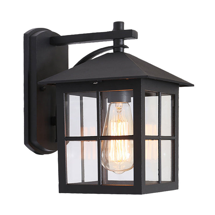 Skørter | Black 1 Head Wall Sconce Light Lodges Clear Glass Cube Shape Wall Lamp Light for Outdoor