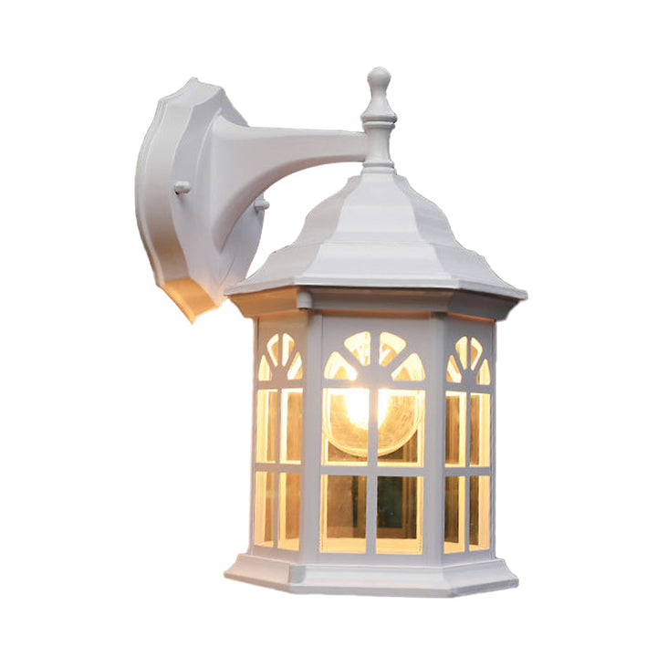 Skørter | 1-Head Castle Wall Light Country House White/Black/Brass Aluminum Wall-Mounted Lamp with Clear Glass Shade