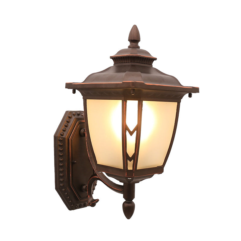 Skørter | Coffee 1-Light Wall Mounted Lamp Fixture Lodges Matte Glass Pine Cone Wall Sconce Lighting for Outdoors