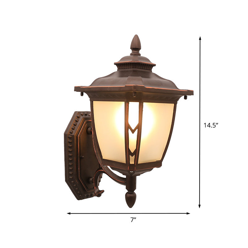Skørter | Coffee 1-Light Wall Mounted Lamp Fixture Lodges Matte Glass Pine Cone Wall Sconce Lighting for Outdoors