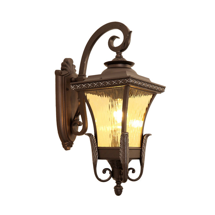 Skørter | 1 Bulb Aluminum Wall Sconces Country Dark Coffee Lantern Outdoor Wall Light with Water Glass Shade