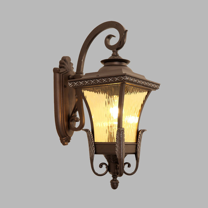 Skørter | 1 Bulb Aluminum Wall Sconces Country Dark Coffee Lantern Outdoor Wall Light with Water Glass Shade