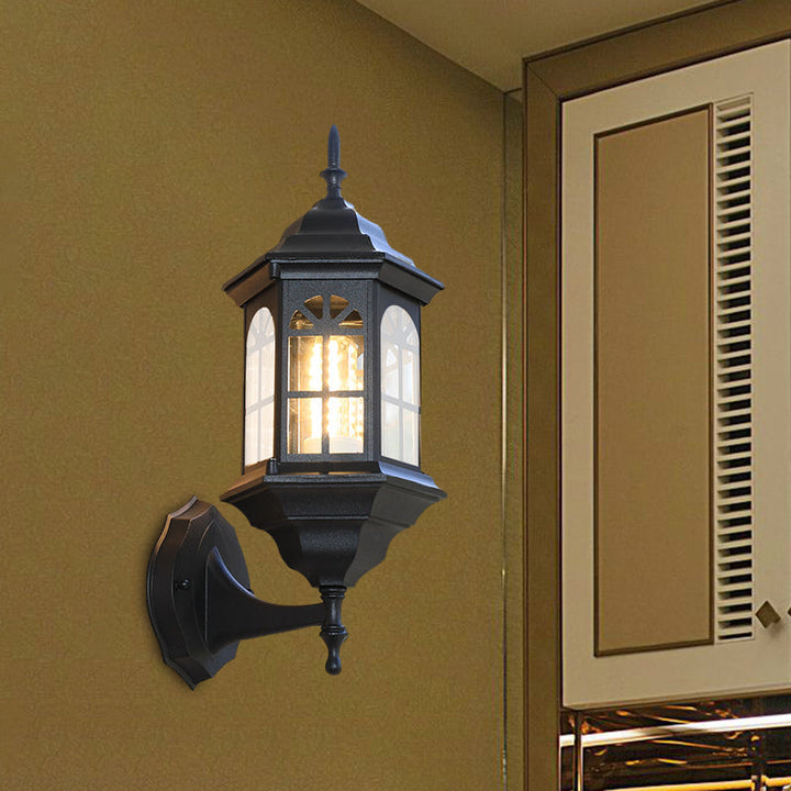 Skørter | Castle Shape Aluminum Wall Lighting Countryside 1-Light Outdoor Wall Lamp Sconces in White/Black/Brass