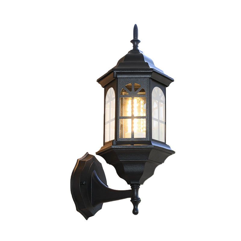 Skørter | Castle Shape Aluminum Wall Lighting Countryside 1-Light Outdoor Wall Lamp Sconces in White/Black/Brass