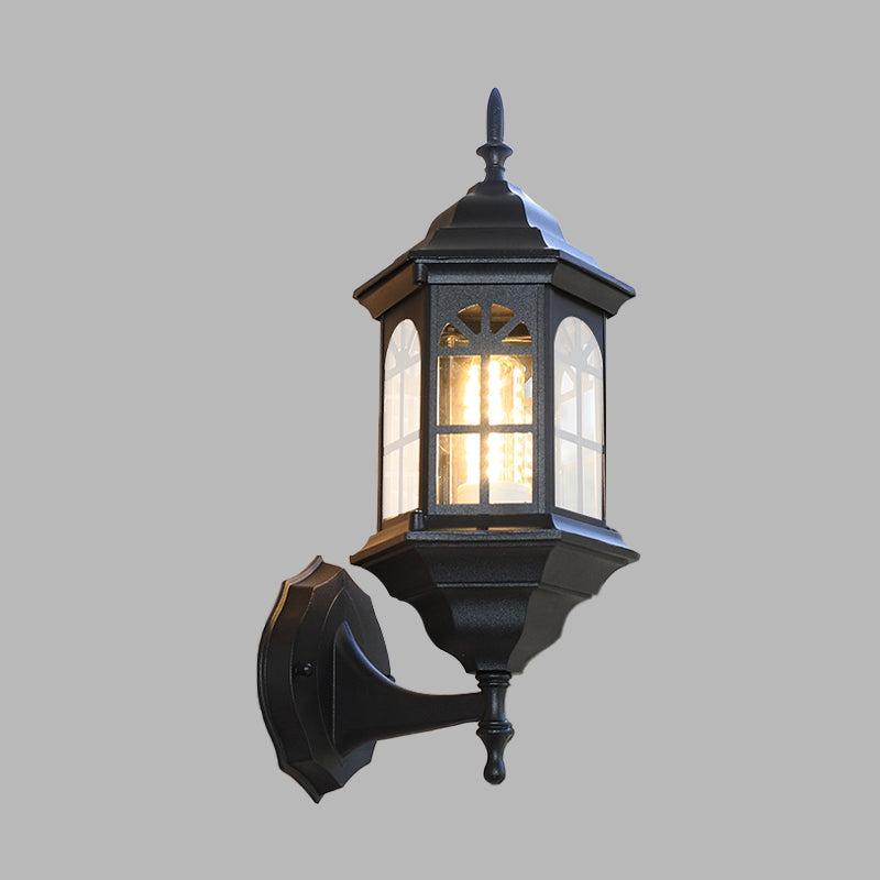 Skørter | Castle Shape Aluminum Wall Lighting Countryside 1-Light Outdoor Wall Lamp Sconces in White/Black/Brass