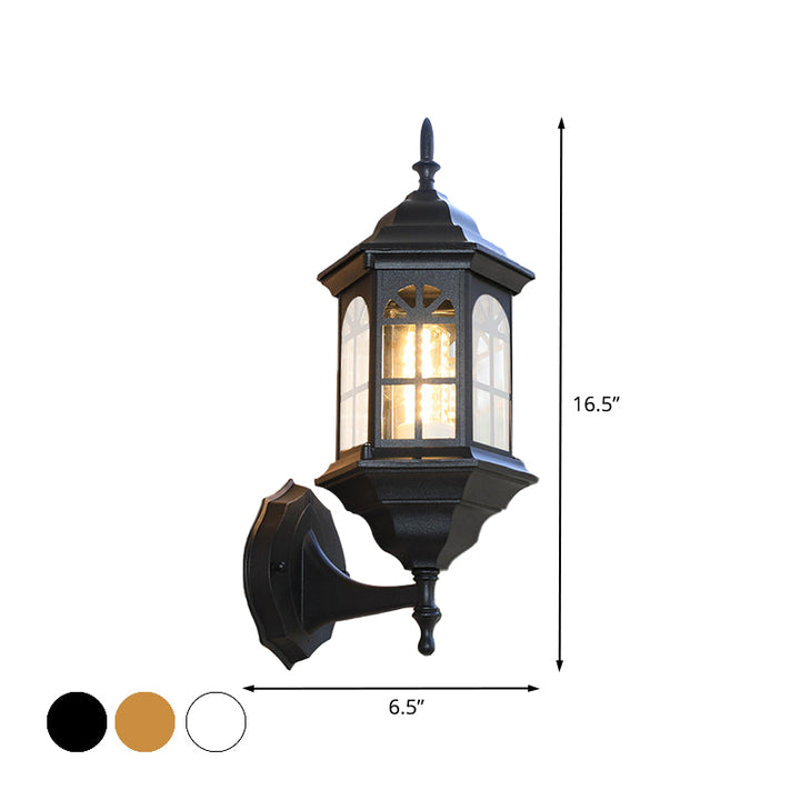 Skørter | Castle Shape Aluminum Wall Lighting Countryside 1-Light Outdoor Wall Lamp Sconces in White/Black/Brass