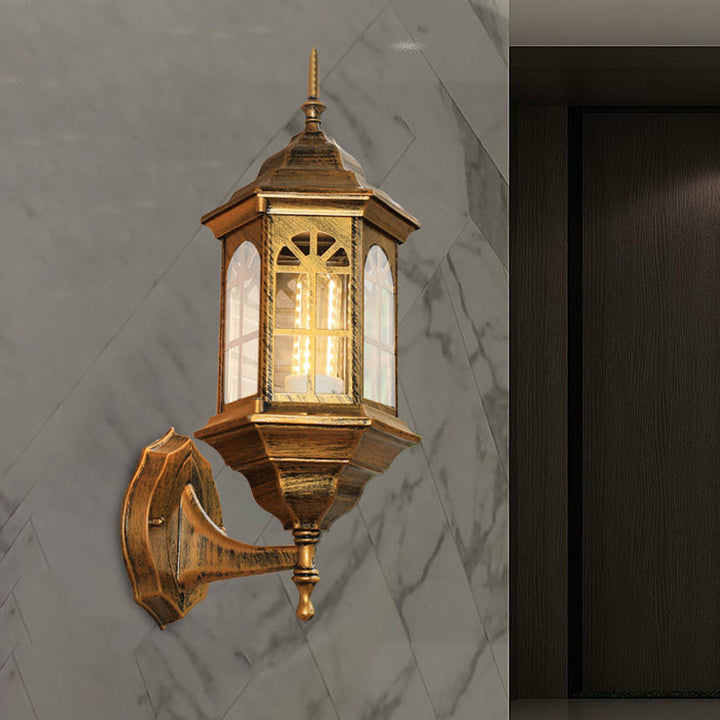 Skørter | Castle Shape Aluminum Wall Lighting Countryside 1-Light Outdoor Wall Lamp Sconces in White/Black/Brass