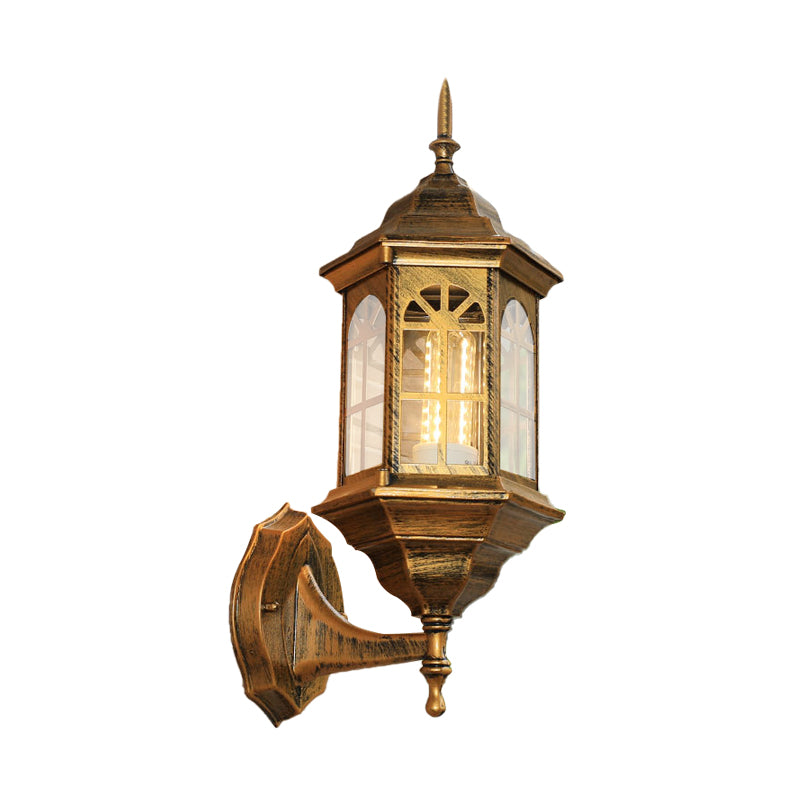 Skørter | Castle Shape Aluminum Wall Lighting Countryside 1-Light Outdoor Wall Lamp Sconces in White/Black/Brass