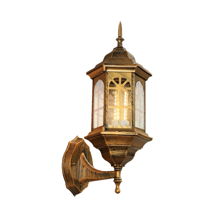 Skørter | Castle Shape Aluminum Wall Lighting Countryside 1-Light Outdoor Wall Lamp Sconces in White/Black/Brass