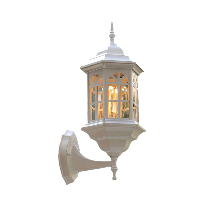 Skørter | Castle Shape Aluminum Wall Lighting Countryside 1-Light Outdoor Wall Lamp Sconces in White/Black/Brass